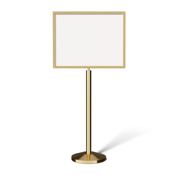 Montour Line Sign 22 x 28 in. H Pol. Brass, PLS WAIT HERE FOR THE NEXT AVL CASHIER FS200-2228-H-PB-PLSWAITCASH